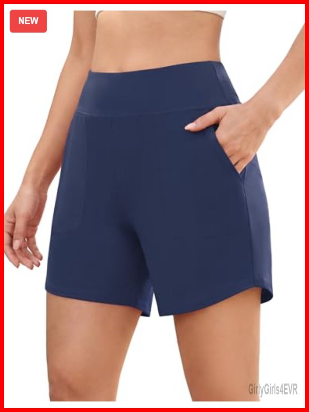 High Waisted Athletic Shorts Side Pockets 6in Inseam Tummy Control Workout